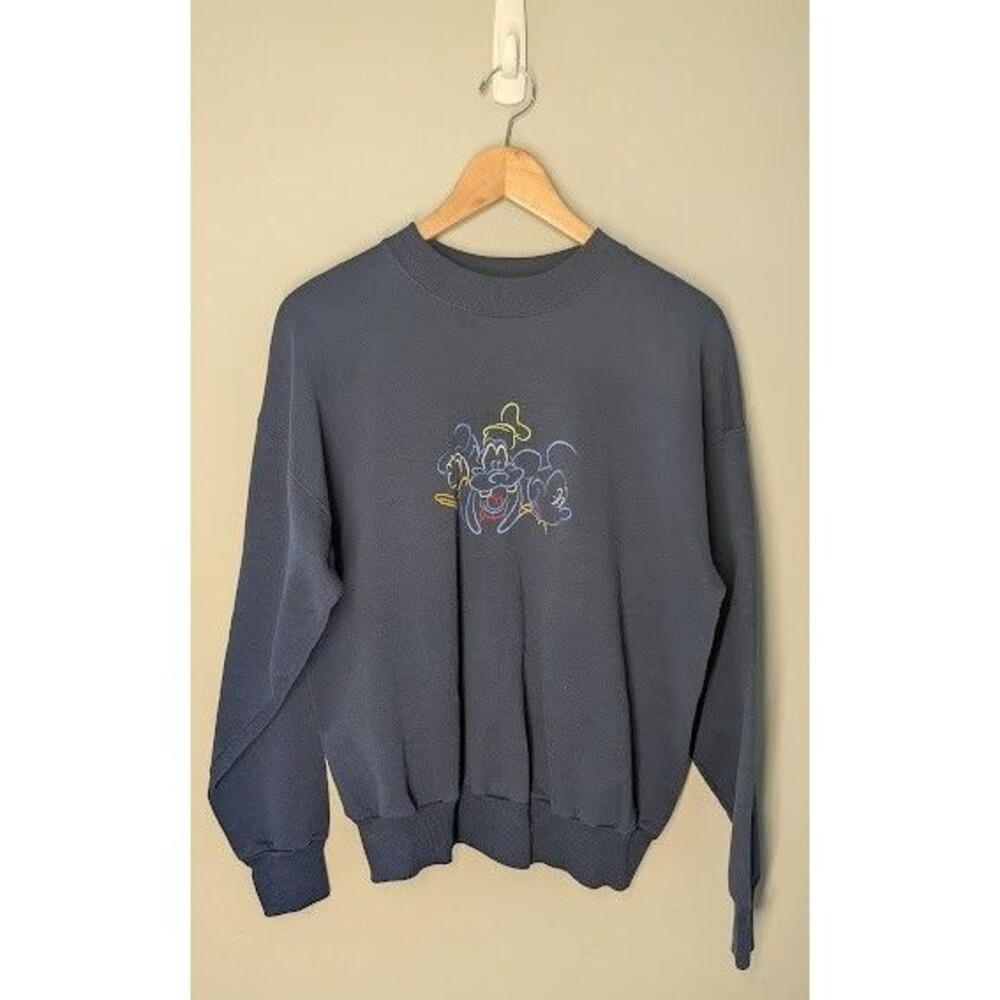 VTG Mickey Mouse Disney Unlimited Crew Neck Sweatshirt Blue Embroidered Large
